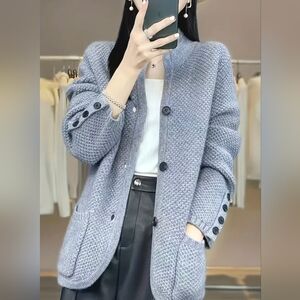 Steel Blue Knit Cardi-Jacket